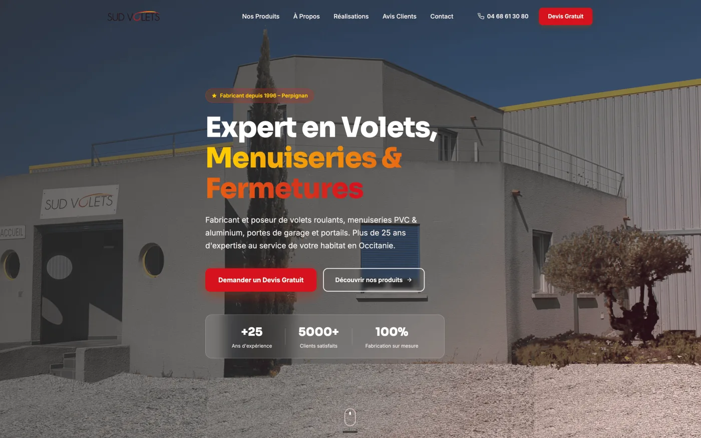 Sud Volets — Volets & menuiserie — Site web créé par Kliik Agency pour les professionnels de l'habitat